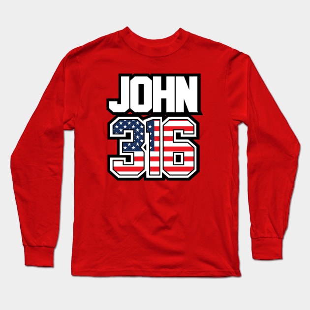 JOHN 3:16 Bible Verse America Long Sleeve T-Shirt by Obedience │Exalted Apparel